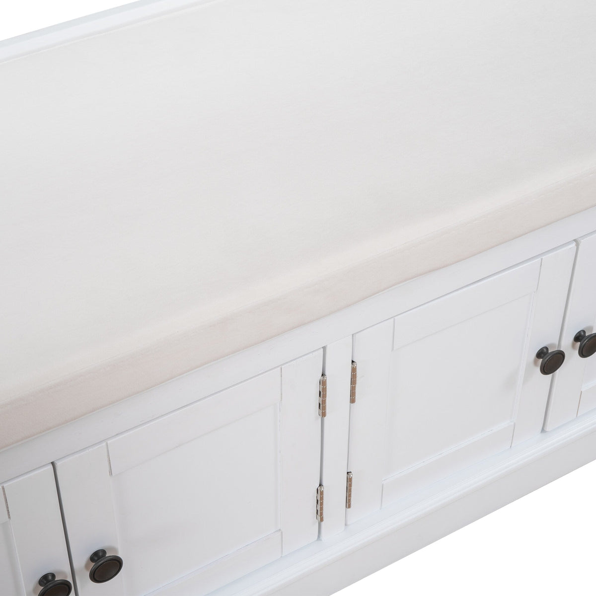 Qualler Modern White Storage Bench 42.7-in x 16-in x 17.4-in