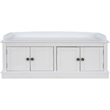 Qualler Modern White Storage Bench 42.7-in x 16-in x 17.4-in