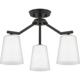 Progress Lighting Vertex 3-Light Matte Black Modern/Contemporary Etched Glass Cone Medium Hanging Pendant Light