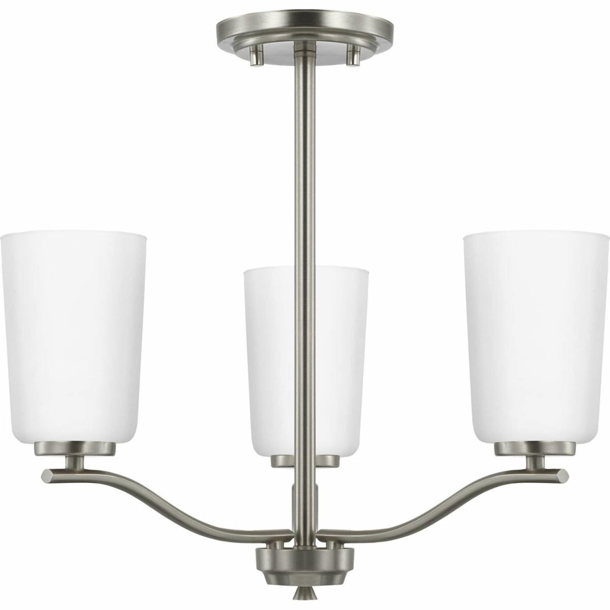 Progress Lighting Adley 3-Light Brushed Nickel Transitional Etched Glass Bell Medium Hanging Pendant Light