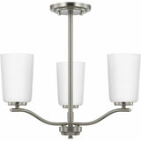 Progress Lighting Adley 3-Light Brushed Nickel Transitional Etched Glass Bell Medium Hanging Pendant Light