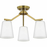 Progress Lighting Vertex 3-Light Brushed Gold Modern/Contemporary Etched Glass Cone Medium Hanging Pendant Light