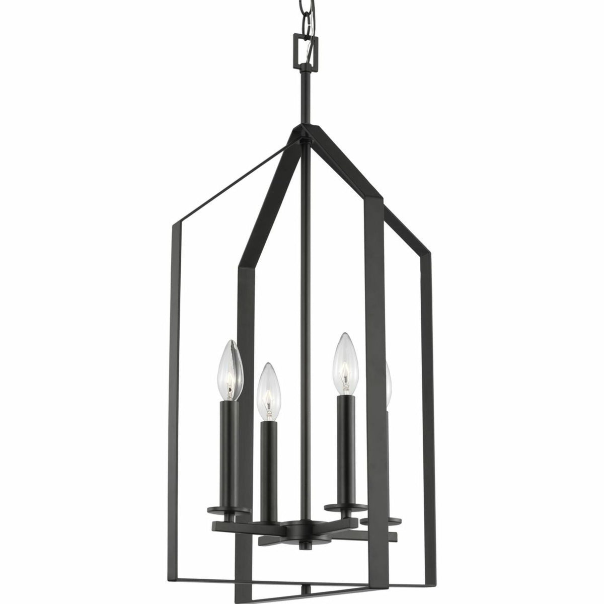Progress Lighting Vertex 4-Light Matte Black Modern/Contemporary Drum Medium Hanging Pendant Light