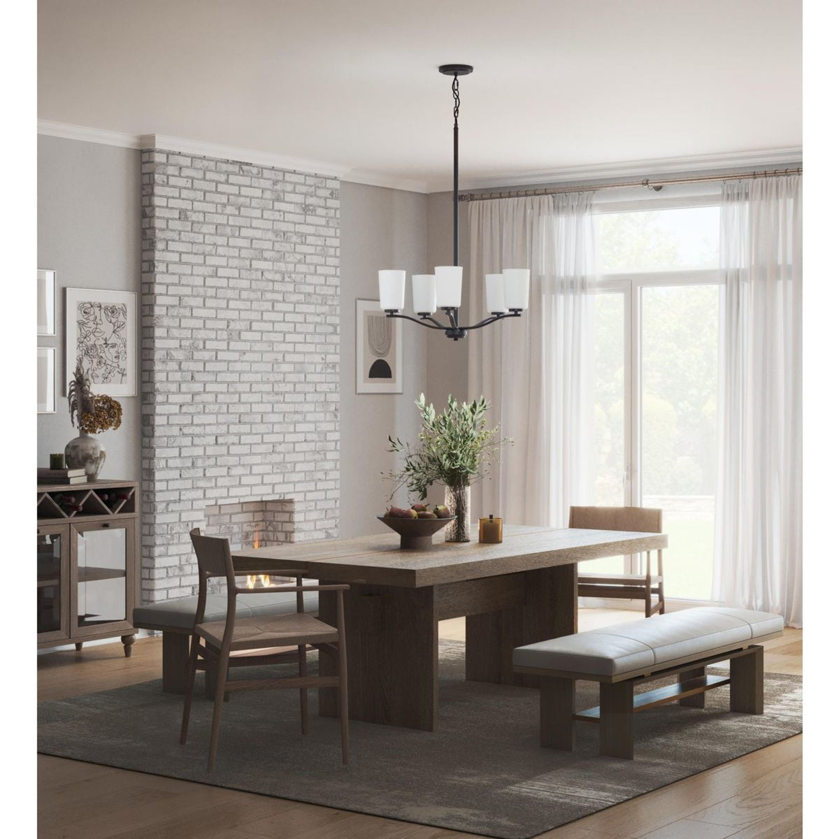 Progress Lighting Adley 5-Light Matte Black Transitional Chandelier