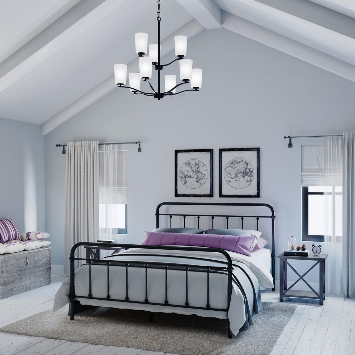 Progress Lighting Adley 9-Light Matte Black Transitional Chandelier