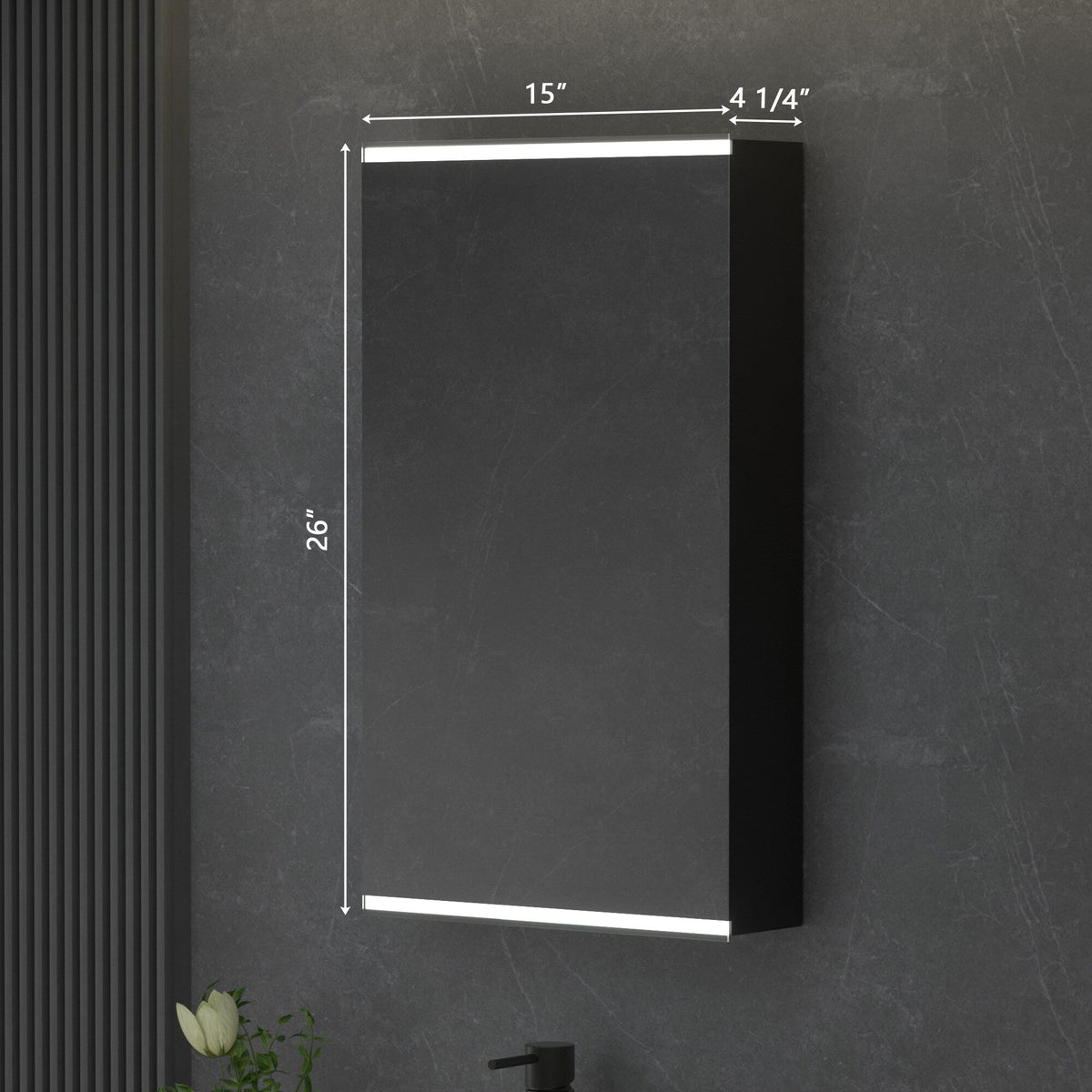 Forclover 15-in x 26-in Lighted LED Surface Mount Aluminum Mirrored Soft Close Medicine Cabinet