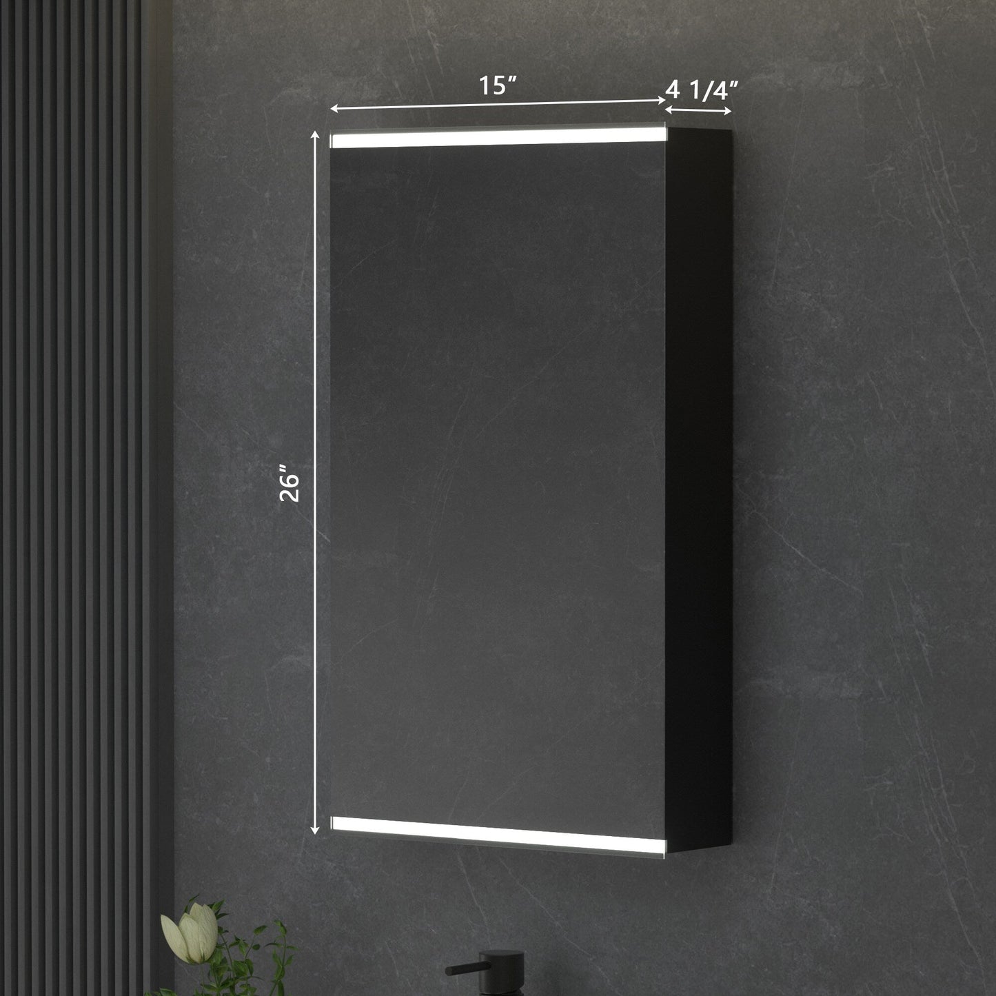 Forclover 15-in x 26-in Lighted LED Surface Mount Aluminum Mirrored Soft Close Medicine Cabinet