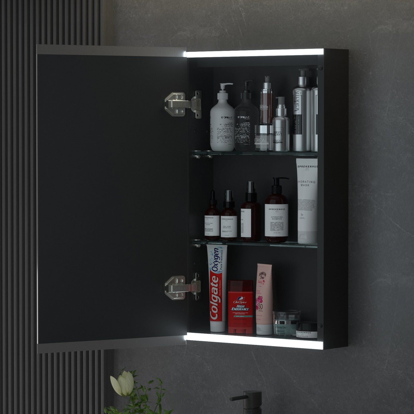Forclover 15-in x 26-in Lighted LED Surface Mount Aluminum Mirrored Soft Close Medicine Cabinet