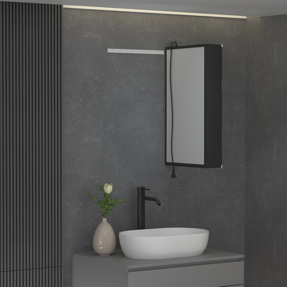 Forclover 15-in x 26-in Lighted LED Surface Mount Aluminum Mirrored Soft Close Medicine Cabinet