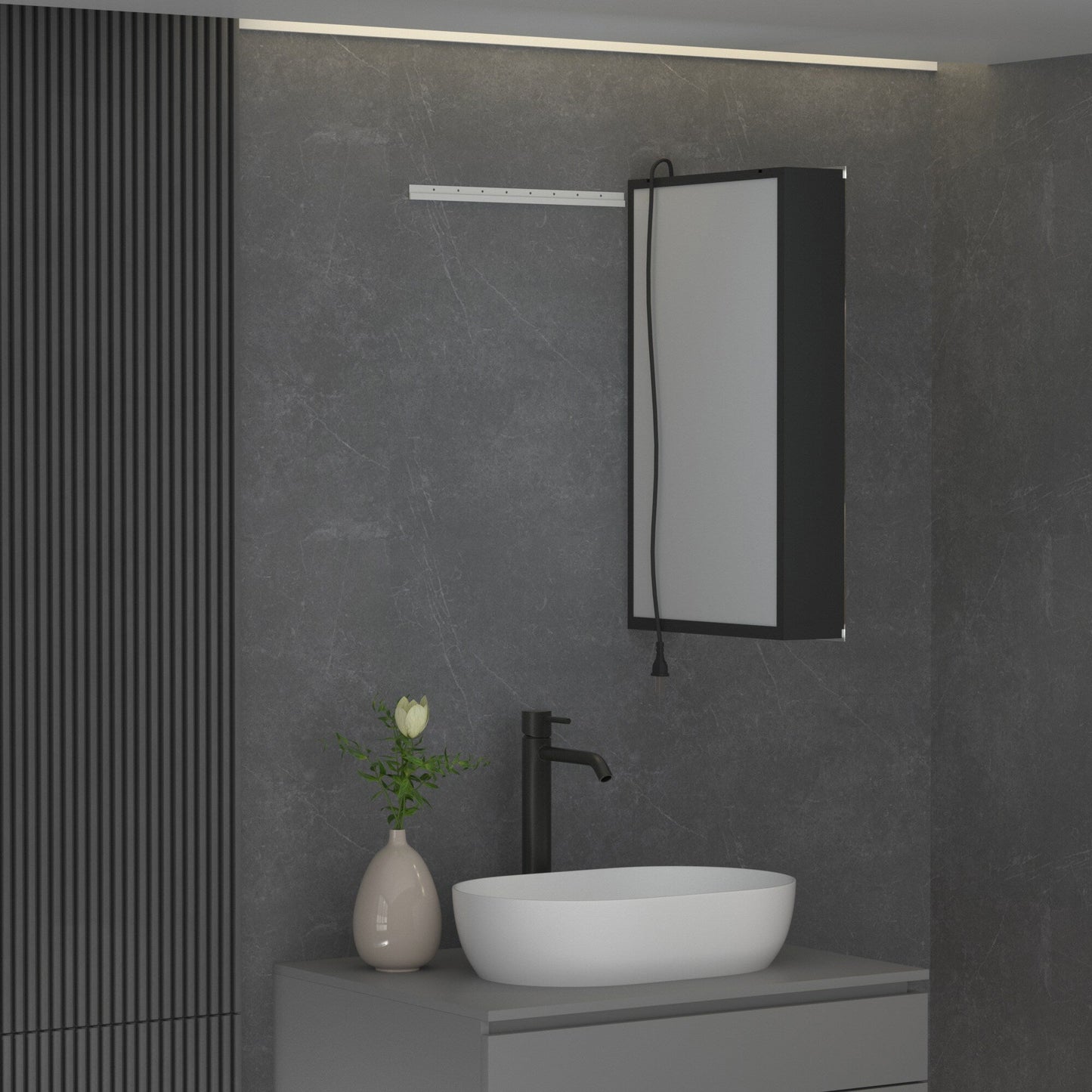 Forclover 15-in x 26-in Lighted LED Surface Mount Aluminum Mirrored Soft Close Medicine Cabinet
