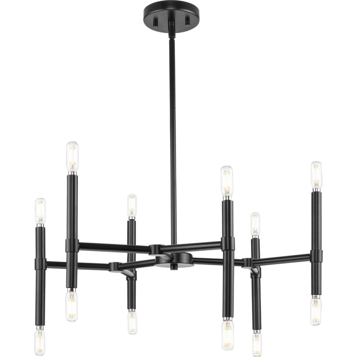 Progress Lighting Arya 12-Light Matte Black Modern/Contemporary Chandelier