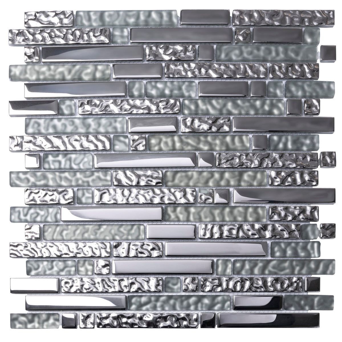 Apollo Tile Waterfall Gray and Silver 12-in x 12-in Multi-finish Glass Linear Patterned Floor and Wall Tile (4.79-sq. ft/ Carton)