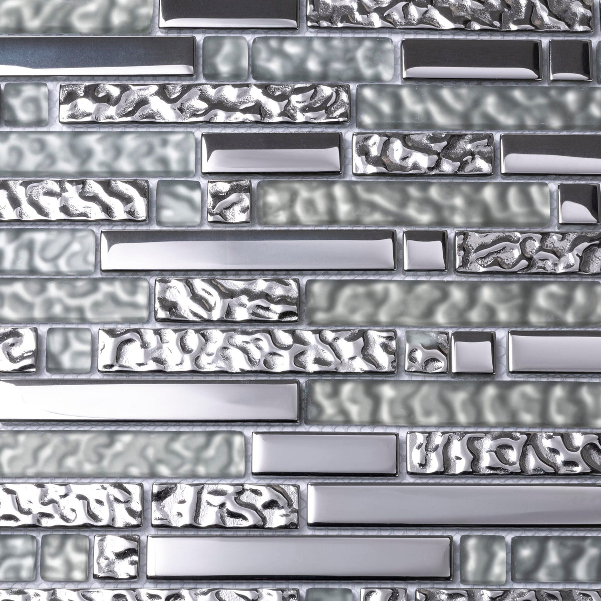 Apollo Tile Waterfall Gray and Silver 12-in x 12-in Multi-finish Glass Linear Patterned Floor and Wall Tile (4.79-sq. ft/ Carton)