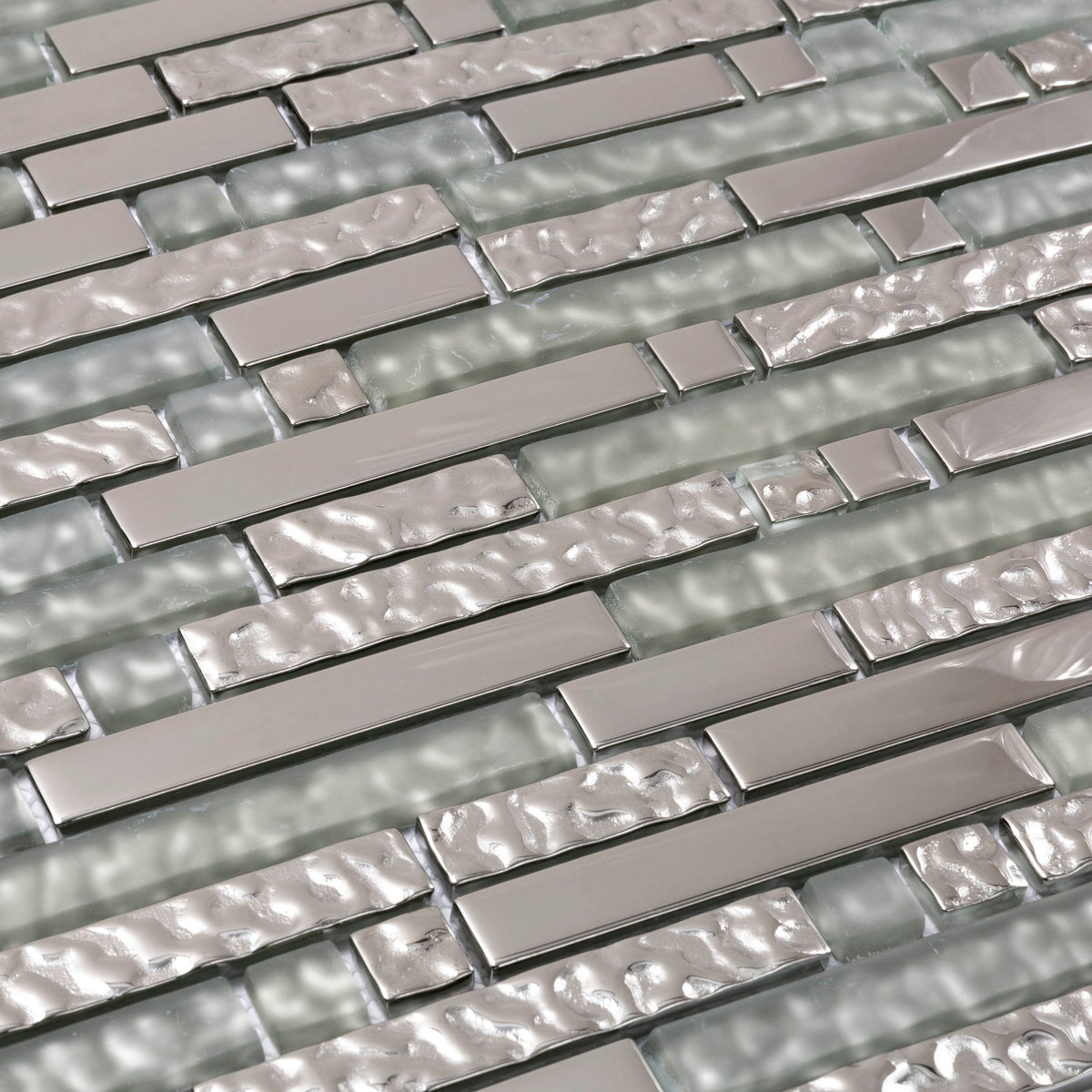 Apollo Tile Waterfall Gray and Silver 12-in x 12-in Multi-finish Glass Linear Patterned Floor and Wall Tile (4.79-sq. ft/ Carton)