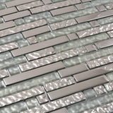 Apollo Tile Waterfall Gray and Silver 12-in x 12-in Multi-finish Glass Linear Patterned Floor and Wall Tile (4.79-sq. ft/ Carton)