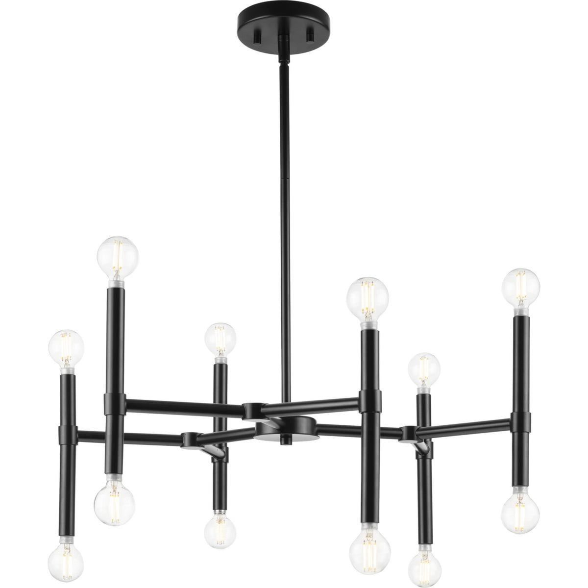 Progress Lighting Arya 12-Light Matte Black Modern/Contemporary Chandelier