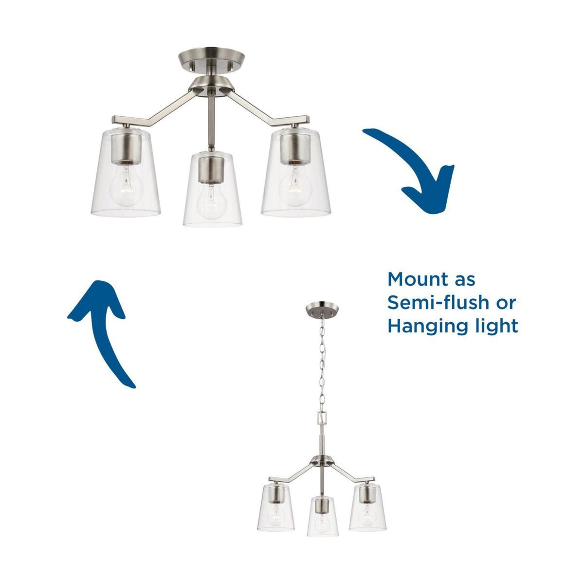 Progress Lighting Vertex 3-Light Brushed Nickel Modern/Contemporary Chandelier