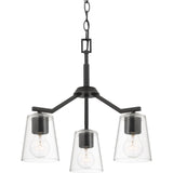 Progress Lighting Vertex 3-Light Matte Black Modern/Contemporary Clear Glass Cone Medium Hanging Pendant Light