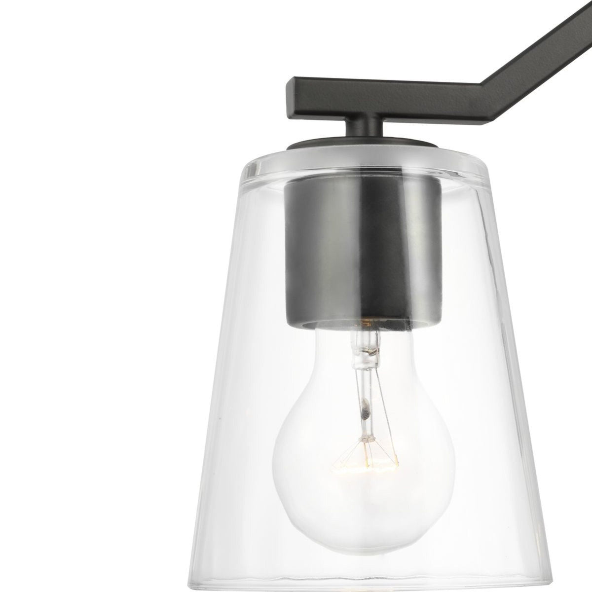 Progress Lighting Vertex 3-Light Matte Black Modern/Contemporary Clear Glass Cone Medium Hanging Pendant Light