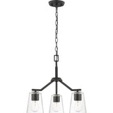 Progress Lighting Vertex 3-Light Matte Black Modern/Contemporary Clear Glass Cone Medium Hanging Pendant Light