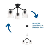 Progress Lighting Vertex 3-Light Matte Black Modern/Contemporary Clear Glass Cone Medium Hanging Pendant Light