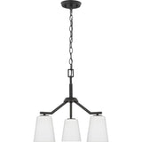 Progress Lighting Vertex 3-Light Matte Black Modern/Contemporary Etched Glass Cone Medium Hanging Pendant Light