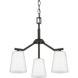 Progress Lighting Vertex 3-Light Matte Black Modern/Contemporary Etched Glass Cone Medium Hanging Pendant Light