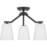 Progress Lighting Vertex 3-Light Matte Black Modern/Contemporary Etched Glass Cone Medium Hanging Pendant Light