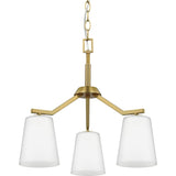 Progress Lighting Vertex 3-Light Brushed Gold Modern/Contemporary Etched Glass Cone Medium Hanging Pendant Light