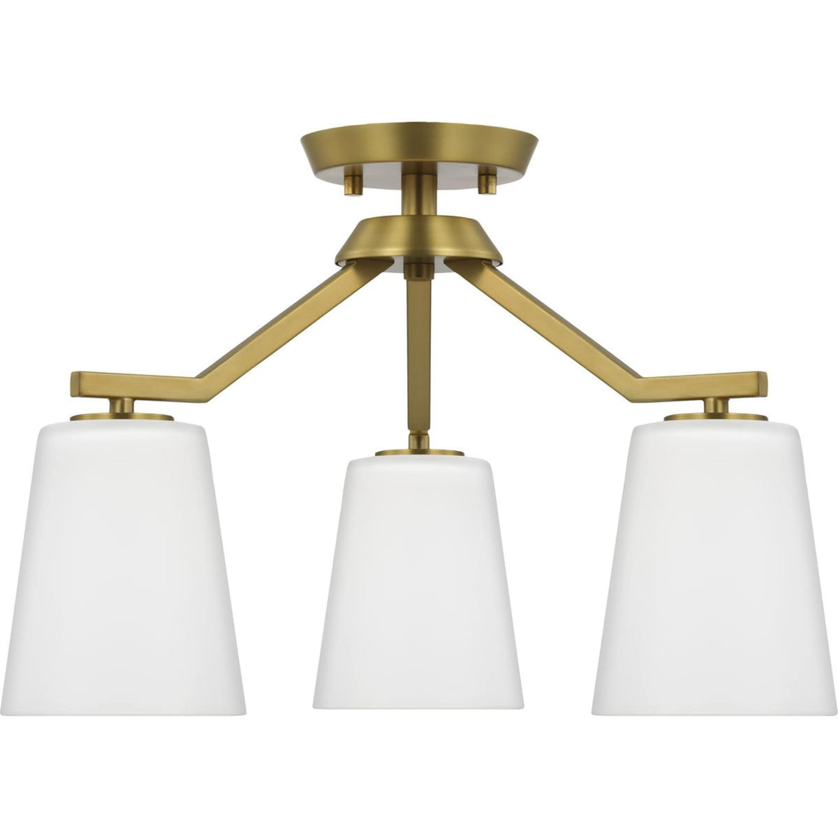 Progress Lighting Vertex 3-Light Brushed Gold Modern/Contemporary Etched Glass Cone Medium Hanging Pendant Light