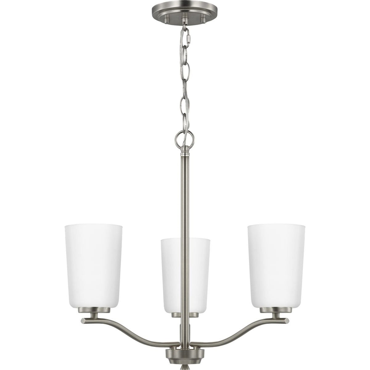 Progress Lighting Adley 3-Light Brushed Nickel Transitional Etched Glass Bell Medium Hanging Pendant Light