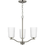 Progress Lighting Adley 3-Light Brushed Nickel Transitional Etched Glass Bell Medium Hanging Pendant Light