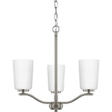 Progress Lighting Adley 3-Light Brushed Nickel Transitional Etched Glass Bell Medium Hanging Pendant Light