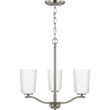 Progress Lighting Adley 3-Light Brushed Nickel Transitional Etched Glass Bell Medium Hanging Pendant Light