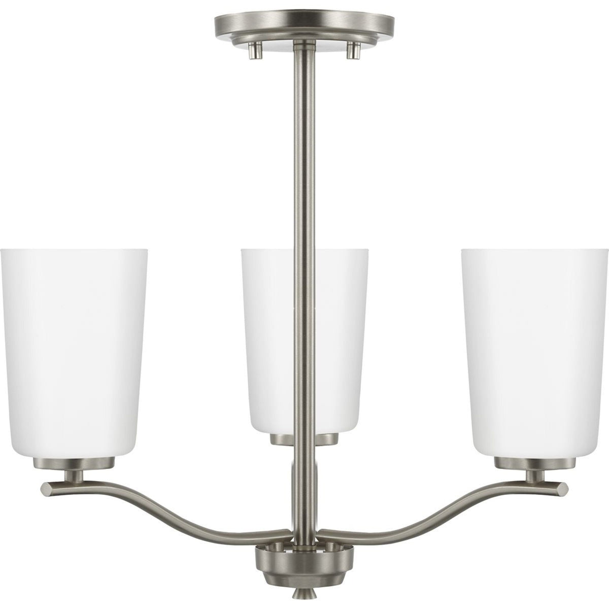 Progress Lighting Adley 3-Light Brushed Nickel Transitional Etched Glass Bell Medium Hanging Pendant Light