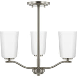 Progress Lighting Adley 3-Light Brushed Nickel Transitional Etched Glass Bell Medium Hanging Pendant Light