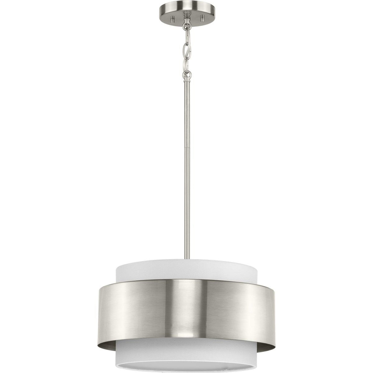Progress Lighting Silva 3-Light Brushed Nickel Modern/Contemporary Drum Medium Hanging Pendant Light