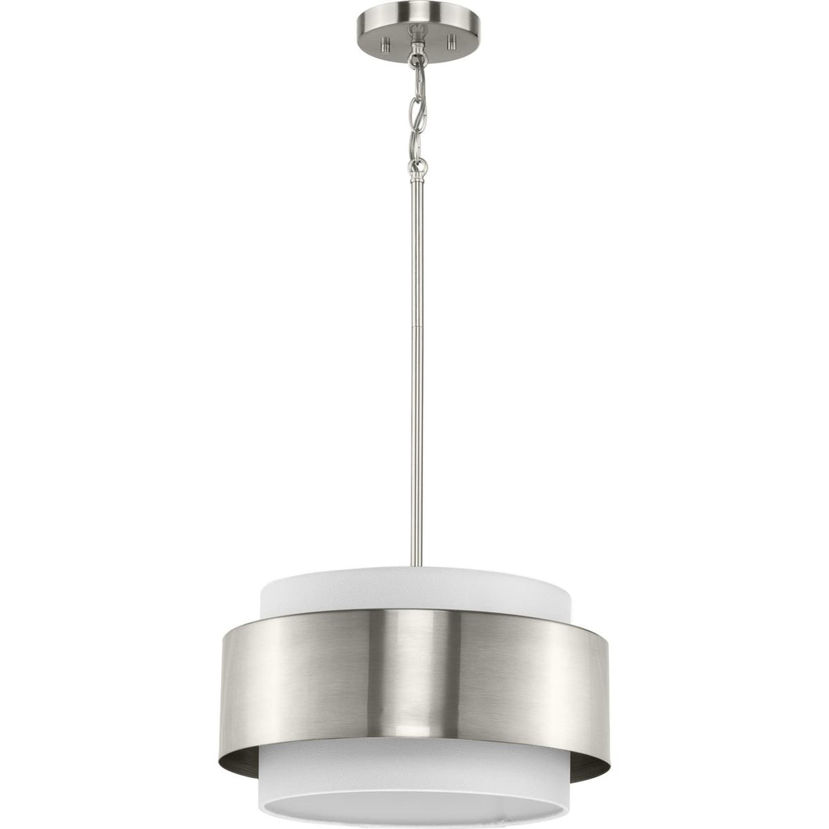 Progress Lighting Silva 3-Light Brushed Nickel Modern/Contemporary Drum Medium Hanging Pendant Light