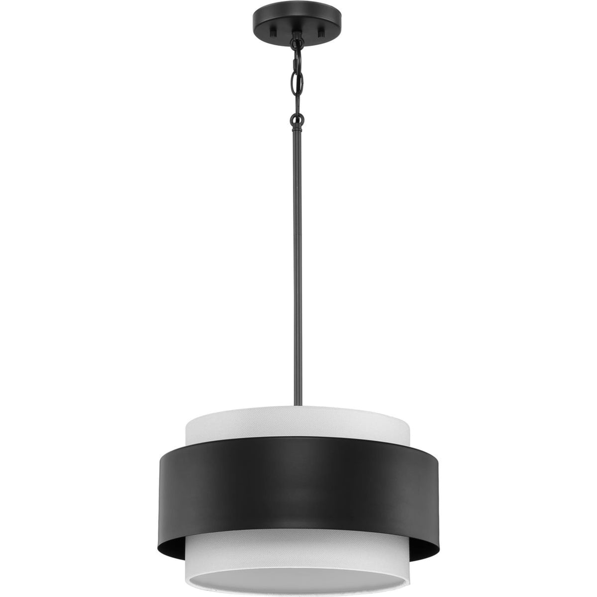 Progress Lighting Silva 3-Light Matte Black Modern/Contemporary Drum Medium Hanging Pendant Light
