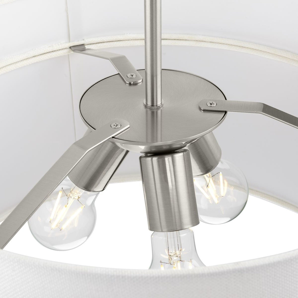 Progress Lighting Silva 3-Light Brushed Nickel Modern/Contemporary Drum Medium Hanging Pendant Light