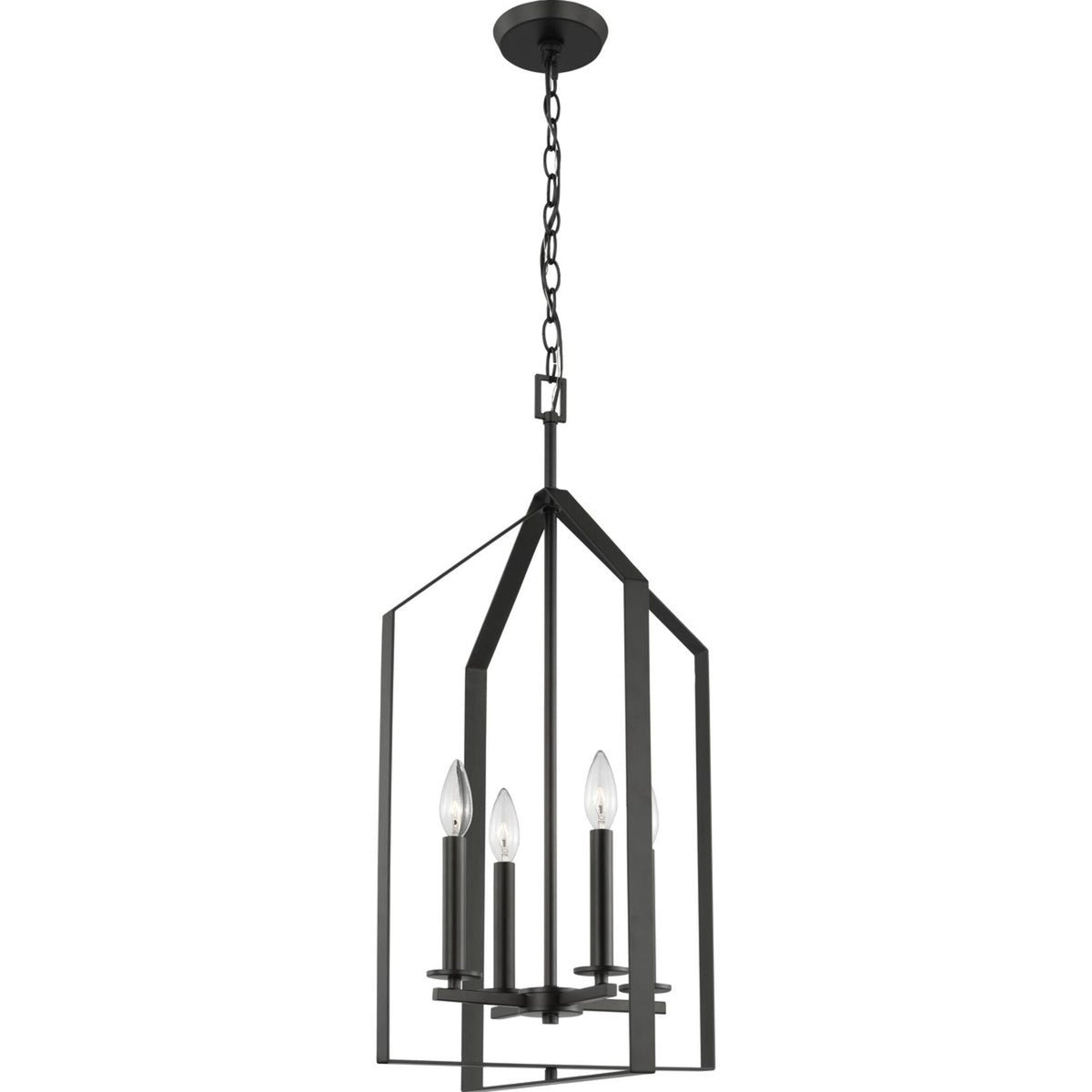 Progress Lighting Vertex 4-Light Matte Black Modern/Contemporary Drum Medium Hanging Pendant Light