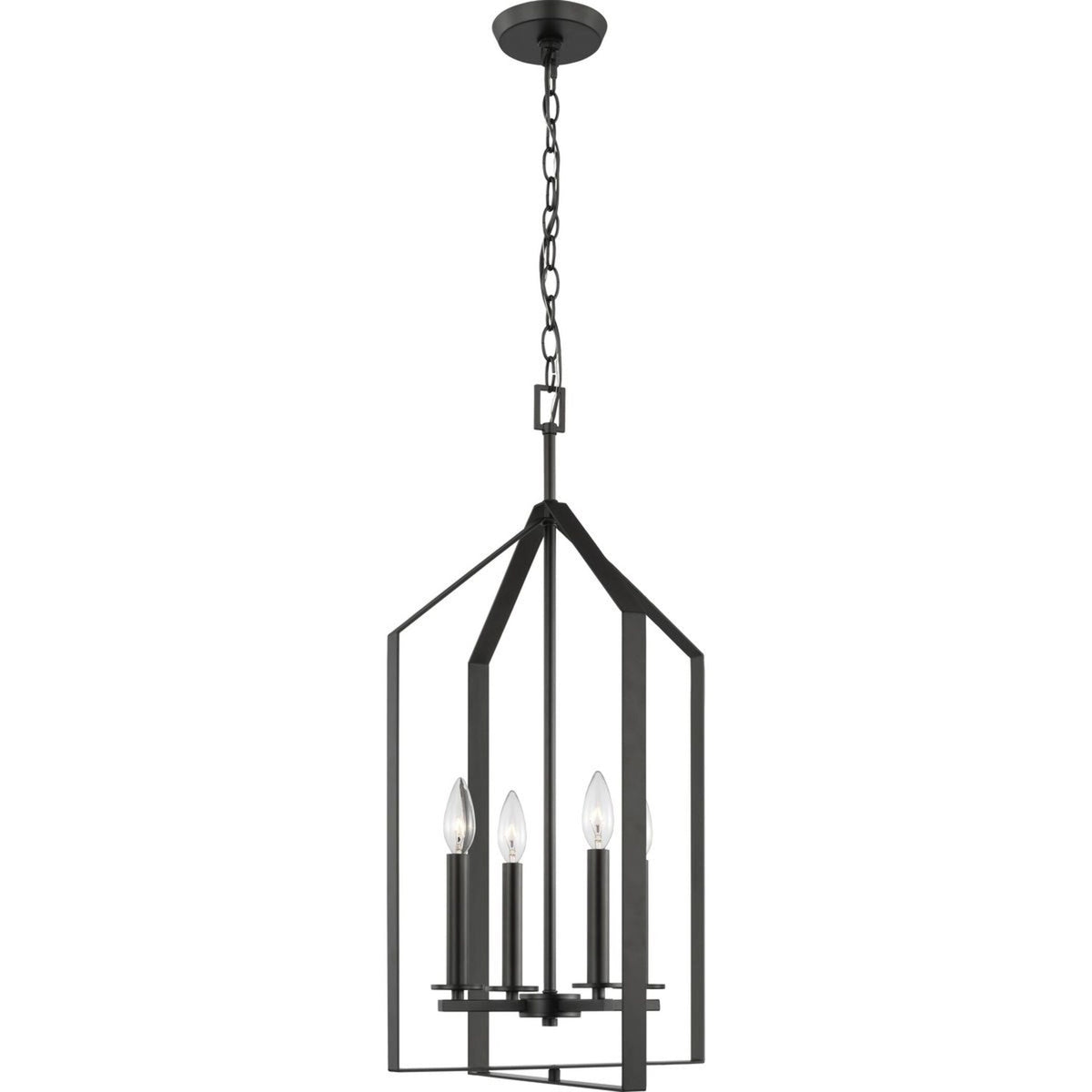 Progress Lighting Vertex 4-Light Matte Black Modern/Contemporary Drum Medium Hanging Pendant Light