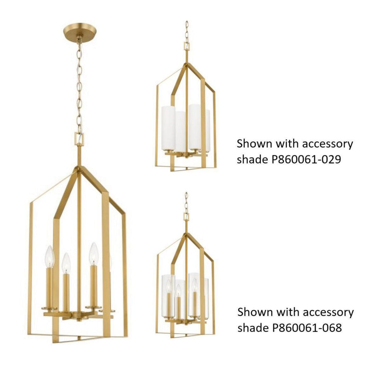 Progress Lighting Vertex 4-Light Brushed Gold Modern/Contemporary Geometric Medium Hanging Pendant Light