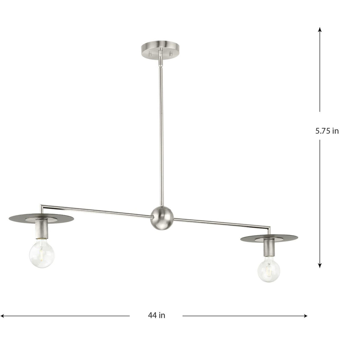 Progress Lighting Trimble 2-Light Brushed Nickel Industrial Chandelier