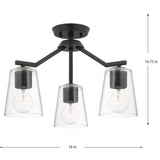 Progress Lighting Vertex 3-Light Matte Black Modern/Contemporary Clear Glass Cone Medium Hanging Pendant Light