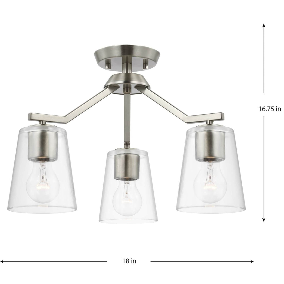 Progress Lighting Vertex 3-Light Brushed Nickel Modern/Contemporary Chandelier