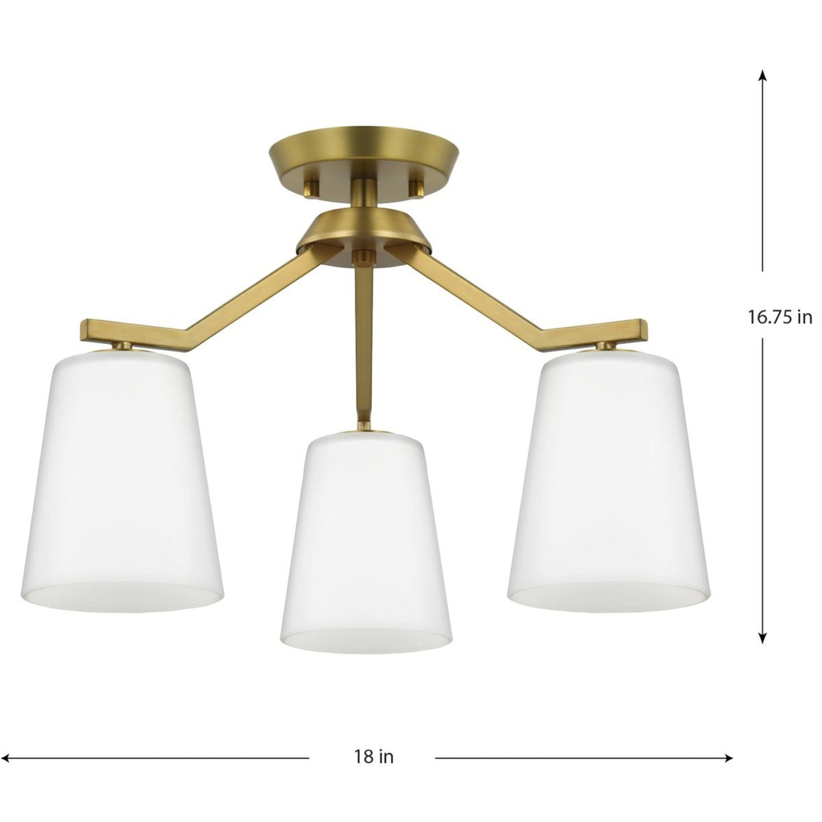 Progress Lighting Vertex 3-Light Brushed Gold Modern/Contemporary Etched Glass Cone Medium Hanging Pendant Light
