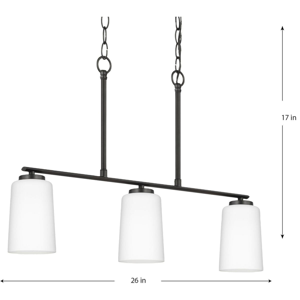 Progress Lighting Adley 3-Light Matte Black Transitional Chandelier