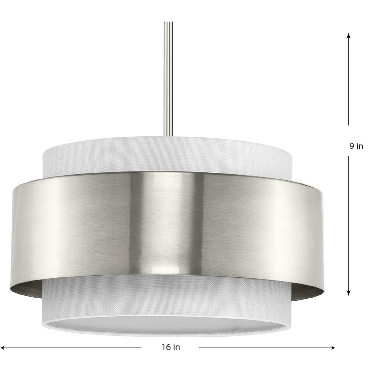Progress Lighting Silva 3-Light Brushed Nickel Modern/Contemporary Drum Medium Hanging Pendant Light