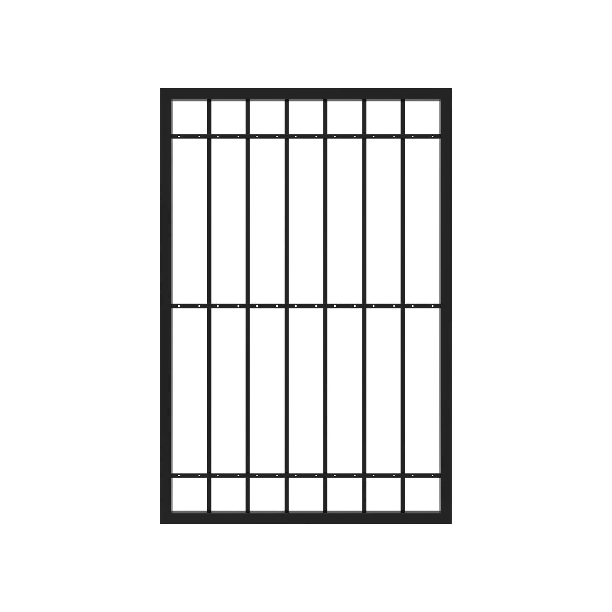 Fortress Building Products 6-ft H x 4-ft W Gloss Black Steel Spaced Picket Flat-top Privacy Fence Gate